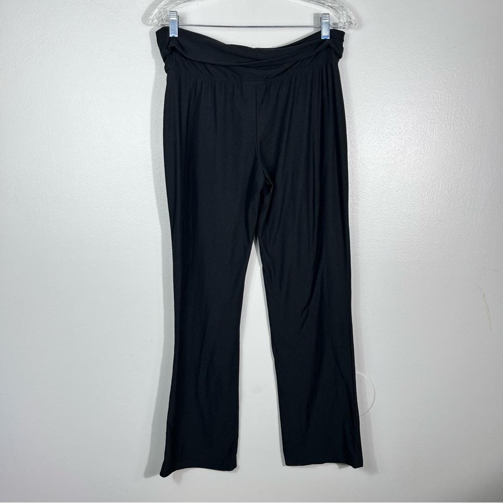 Bobbie Brooks Ladies Black Straight Leg Foldover Waist Yoga Pants Y2K McBling - Picture 4 of 4